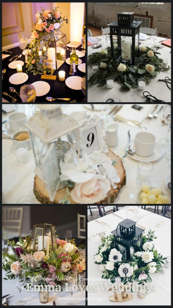 Your wedding reception will have an intimate feel owing to candle lanterns and floral wreaths on each table