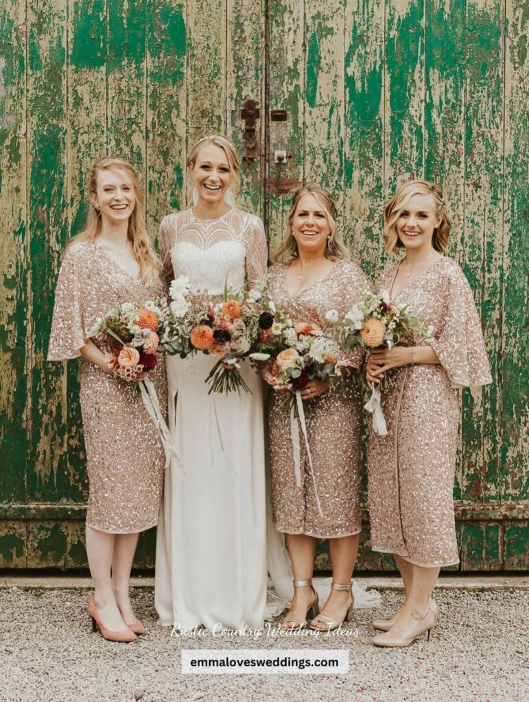 Absolutely gorgeous gown for the bridesmaids. This rustic wedding had just the right amount of glam.