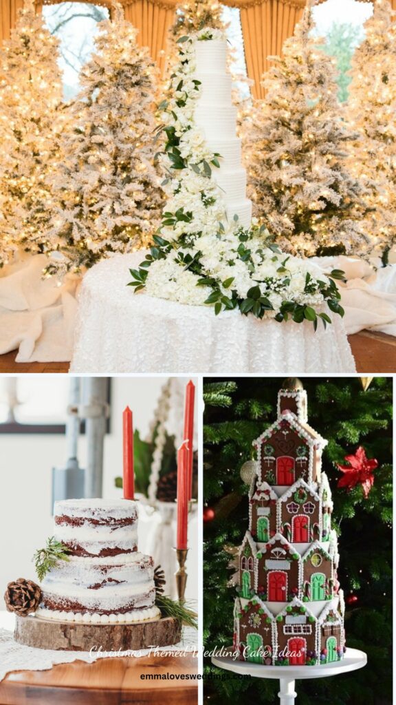 Adore this idea for a wedding cake decorated in the colors of Christmas red and green