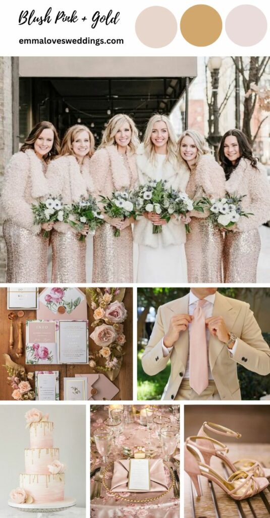 Blush Pink and Gold Winter Wedding Colors Ideas