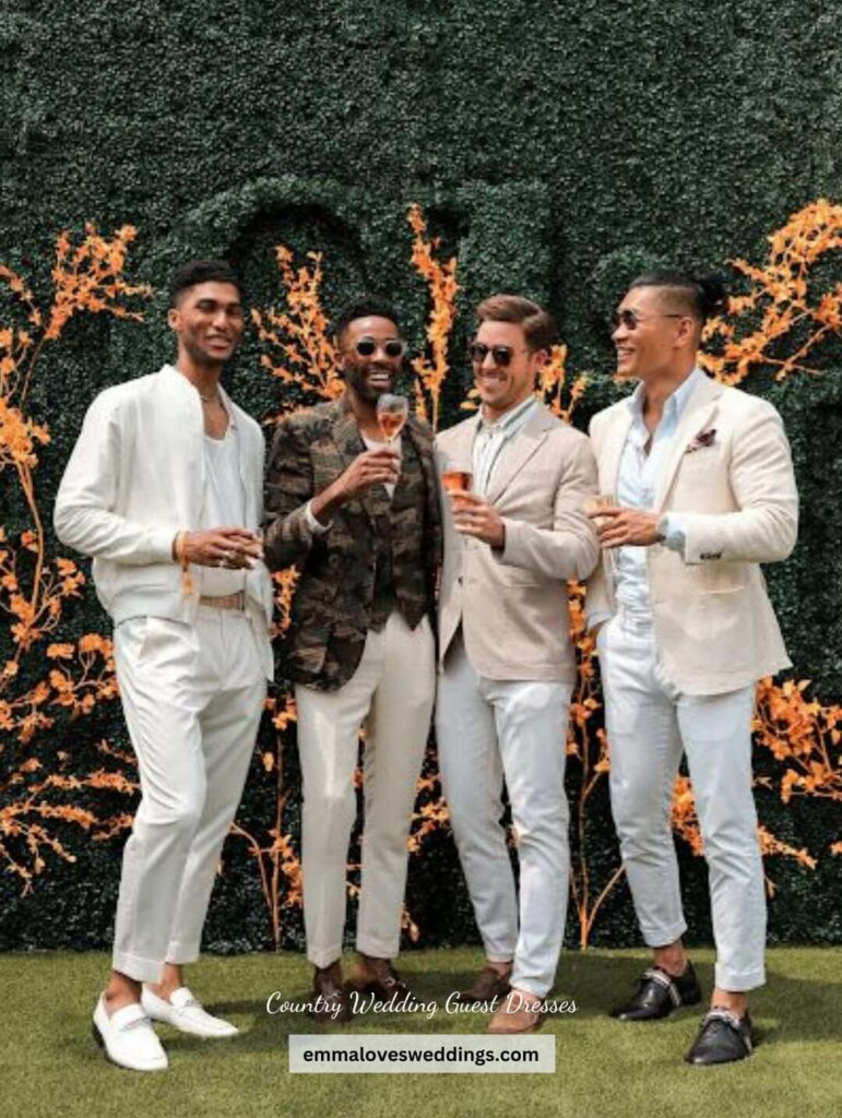 Men's outfit ideas that are stylish and appropriate for a country wedding.