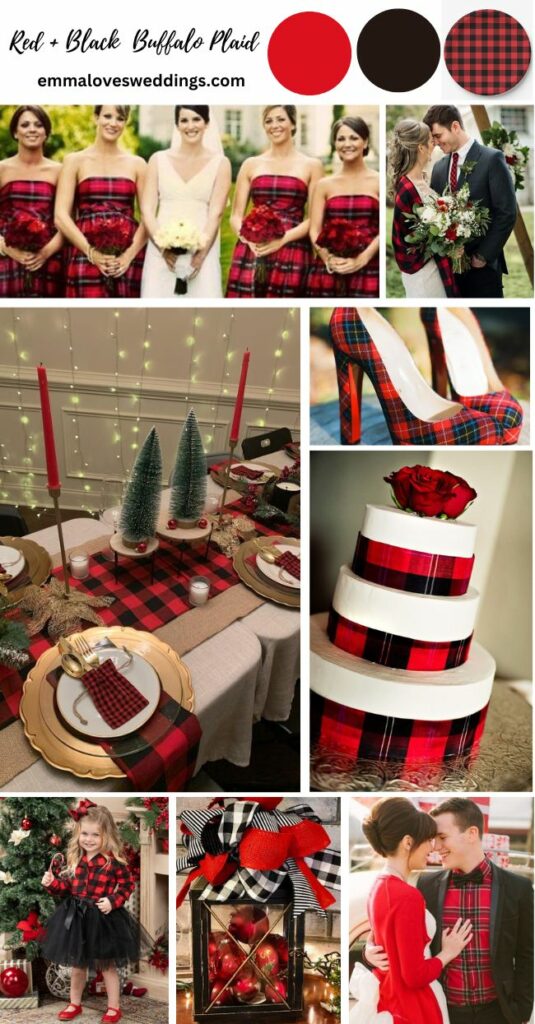 Red and Black Buffalo Plaid Christmas Themed Winter Wedding Colors Ideas