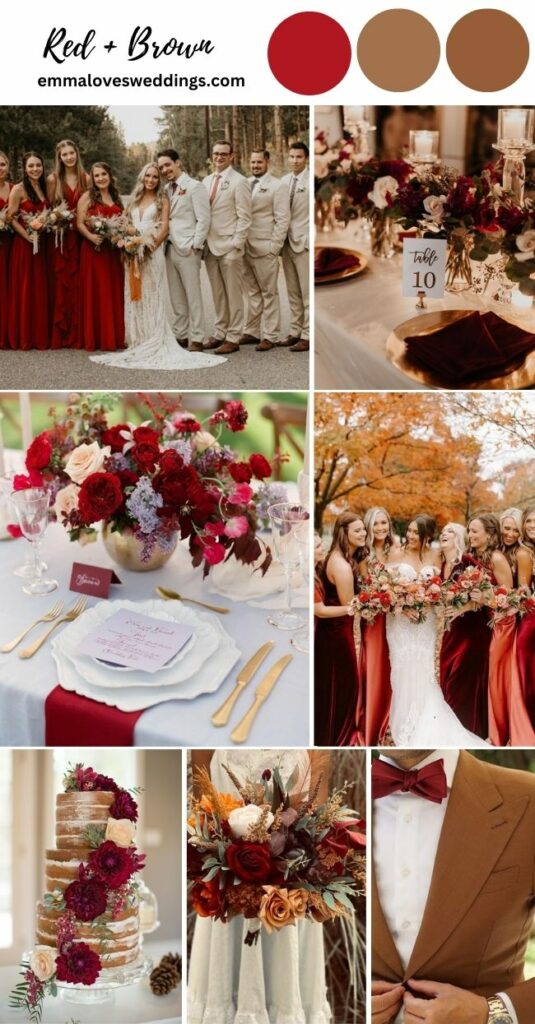 Red and Brown Winter Wedding Colors Ideas
