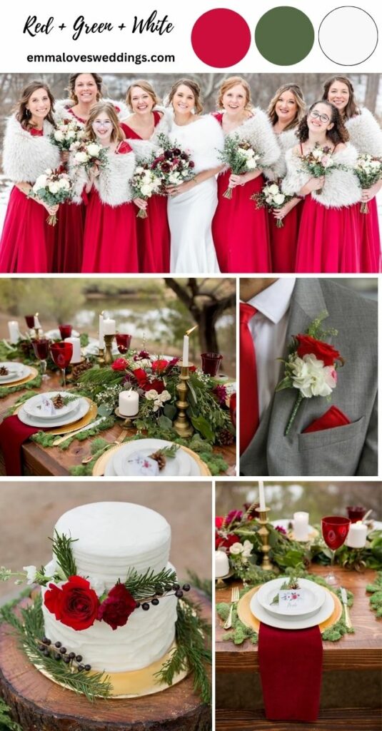 Red and Green Winter Wedding Colors Ideas For Christmas Wedding