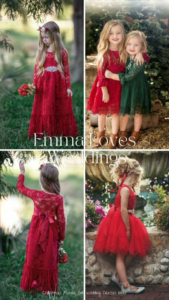 The flower girl in your life will look just stunning in this Christmas themed wedding dress