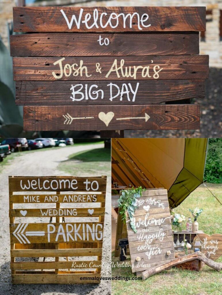 These welcome signs will be the first to greet your guests as they arrive at your country rustic wedding.