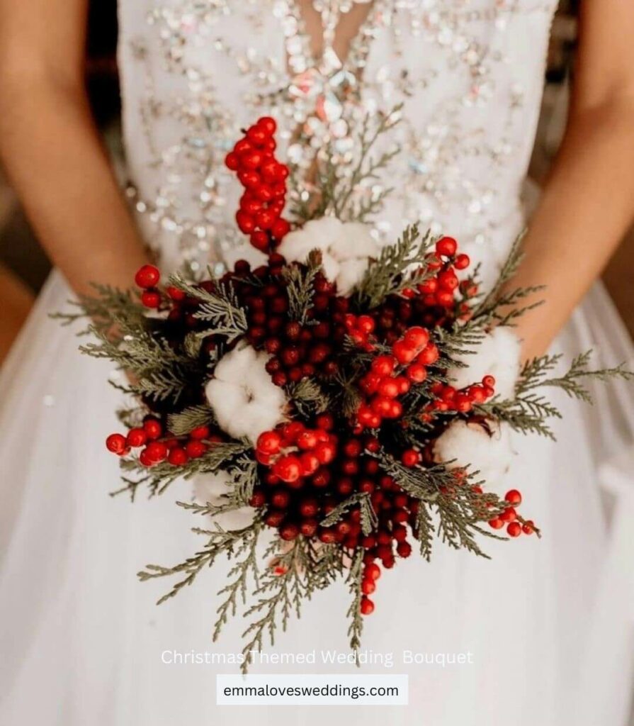 This beautiful little festive bouquet is perfect for a Christmas wedding
