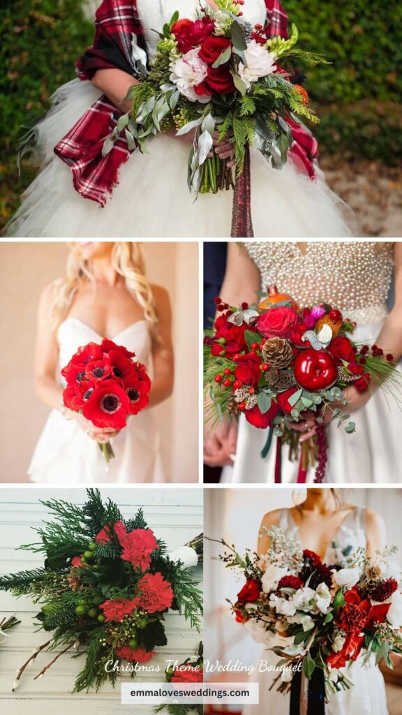 This bouquet of red roses is the perfect touch to add some Christmas cheer as you make your way down the aisle