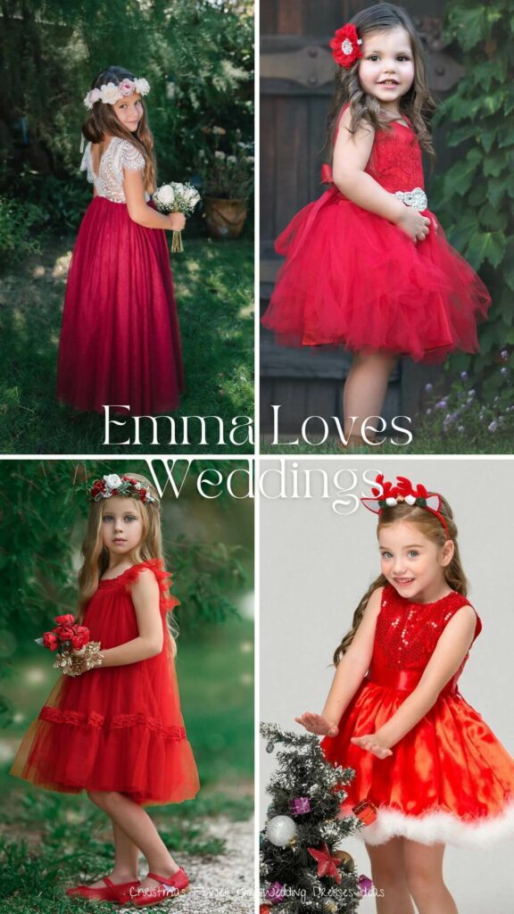 This romantic red frock is the ideal option for the flower girl during a holiday wedding