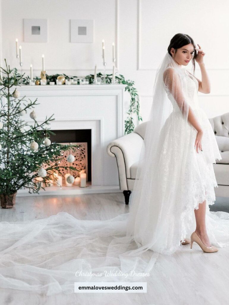 This romantic white Christmas wedding dress is made for you