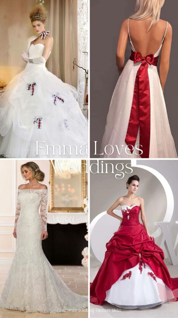 You'll feel the Christmas cheer in these stunning red and white wedding dresses this year