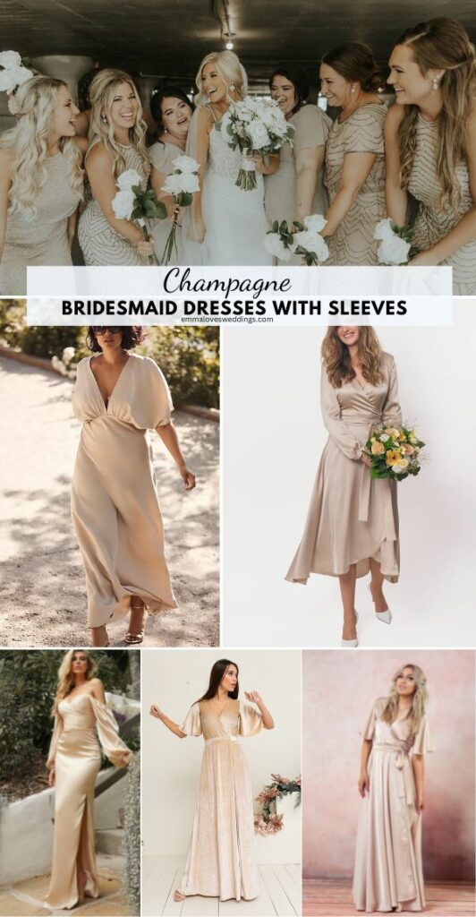 Champagne Bridesmaid Dresses With Sleeves Ideas