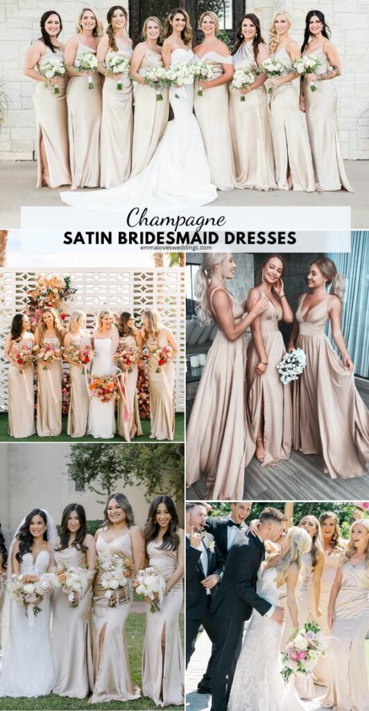 Champagne Satin Bridesmaid Dresses Ideas
