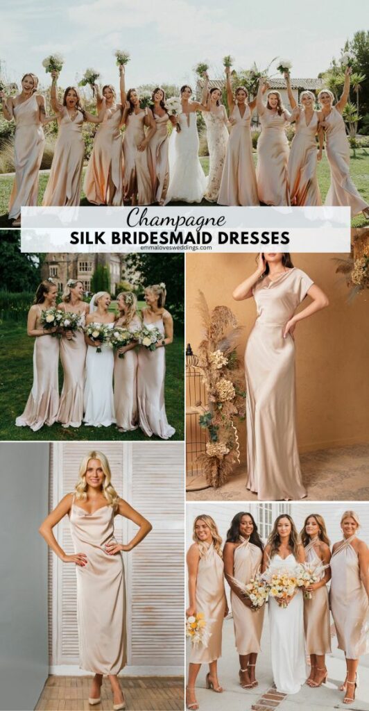 Champagne Silk Bridesmaid Dresses Ideas