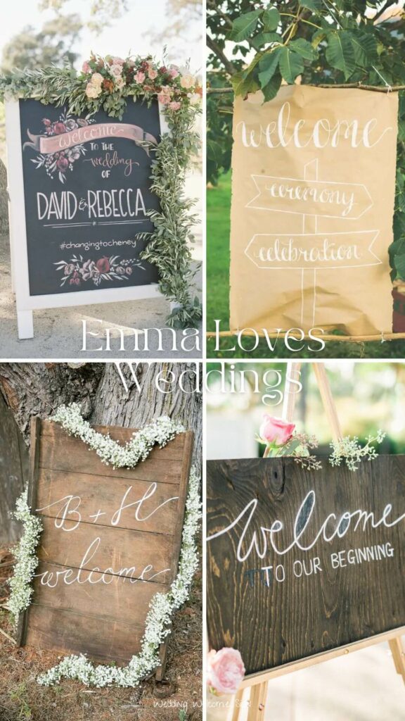 Combine your wedding sign with other fascinating accessories and flowers to create a multi tiered display.