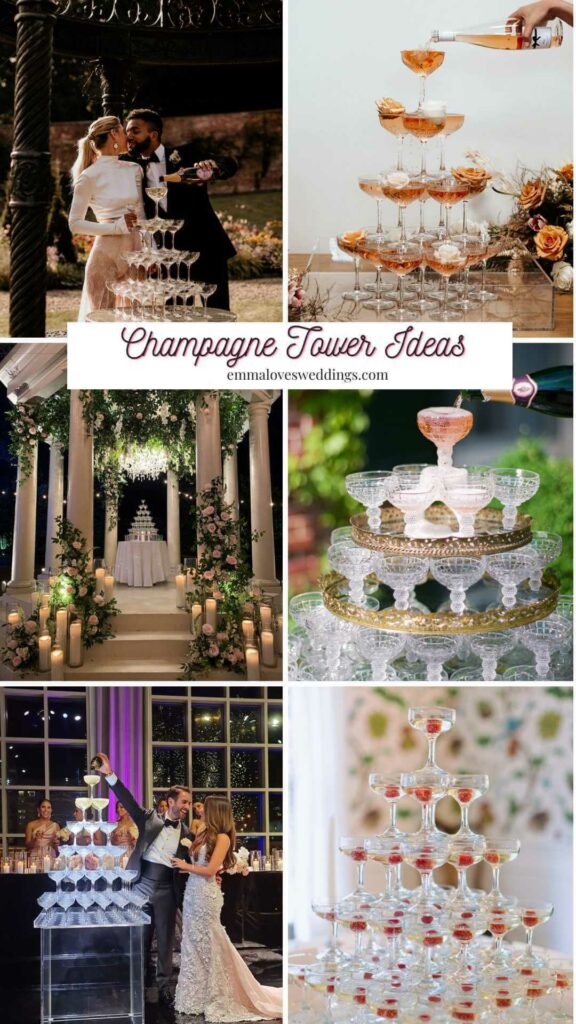 Consider a more eye-catching centerpiece for the reception entry, like a champagne tower.