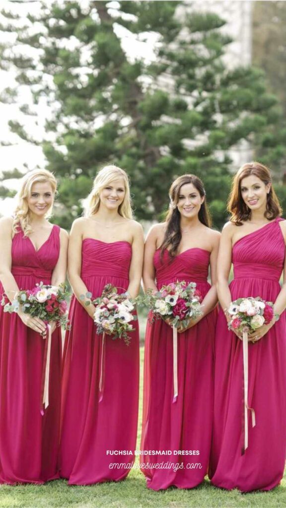 Fuchsia bridesmaid dresses might be the perfect choice if youre a fan of eye catching colors
