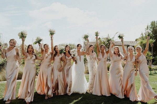 I am in love with these champagne colored mismatched bridesmaid dresses.