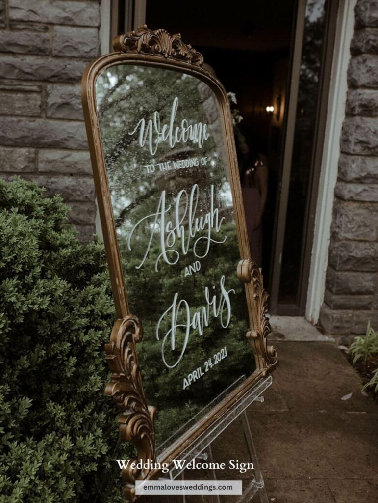 Inviting guests to your garden wedding with this classy welcome sign is a lovely idea.