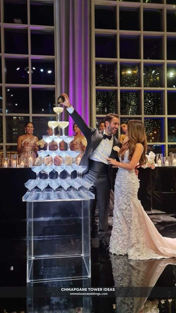 Keep the Champagne tower for your big entrance into the reception.