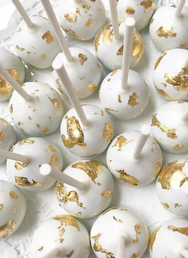 These k edible gold leaf cake pops are a must have for an intimate wedding.