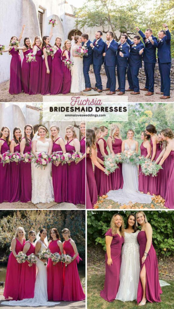 These fuchsia bridesmaid dresses are purposefully designed to make a statement.