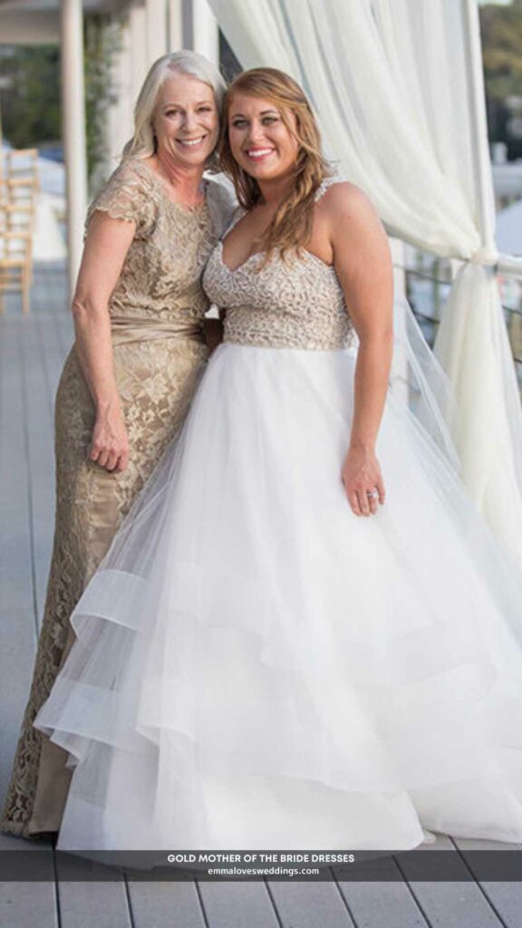 These gold mother of the bride dresses are the only thing that glitters.