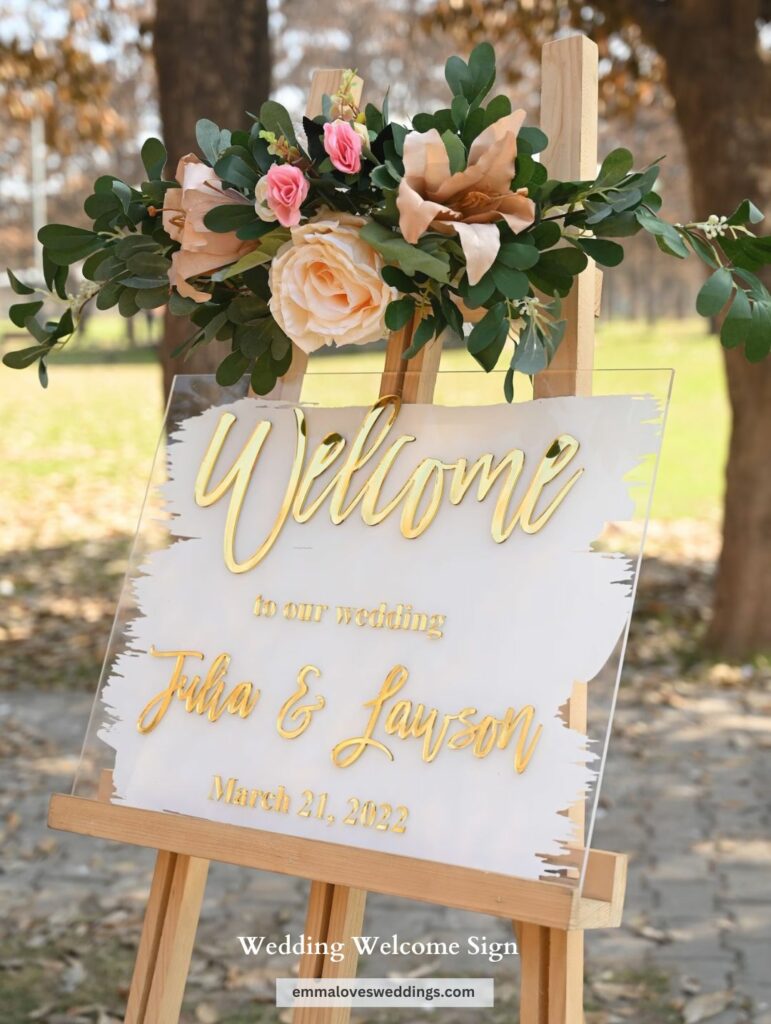 This Brushed Back painted Acrylic Welcome Sign is an excellent idea to make your wedding memorable without breaking the bank.