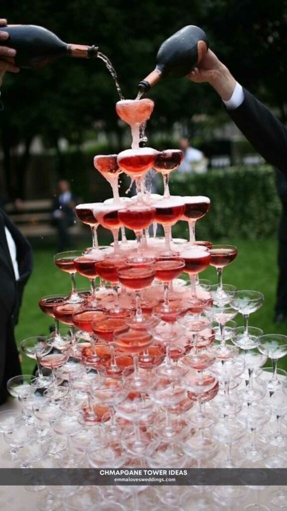 This champagne tower is surrounded by a mist that has us spellbound.