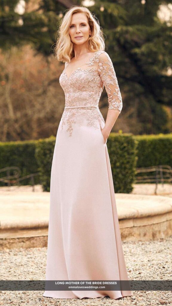 This long mother of the bride dress is ideal if you prefer to keep your legs covered.