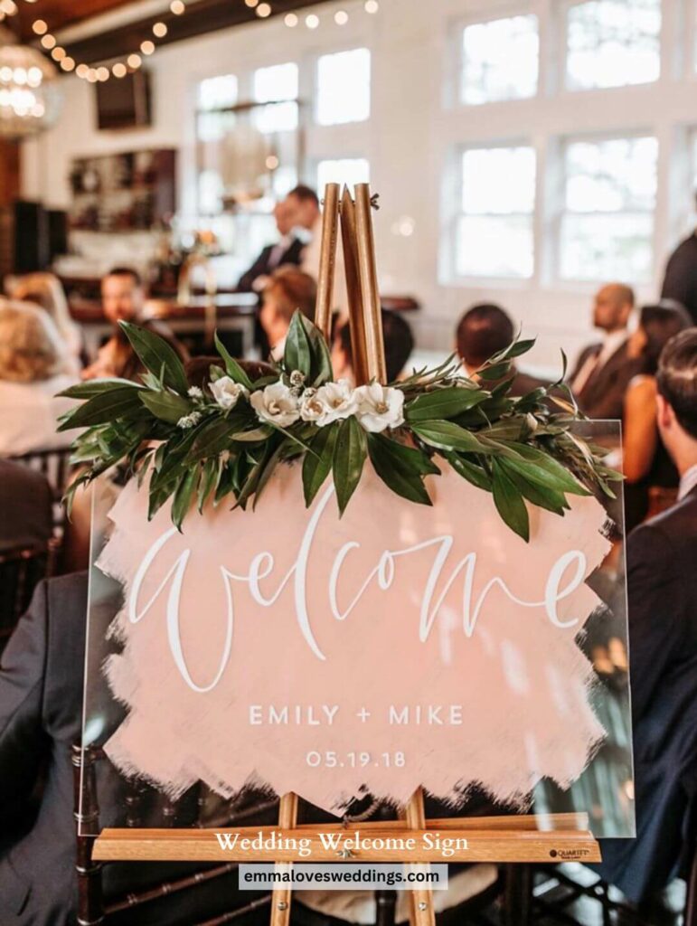 Welcome your guests in style with this pink hand painted acrylic welcome sign.