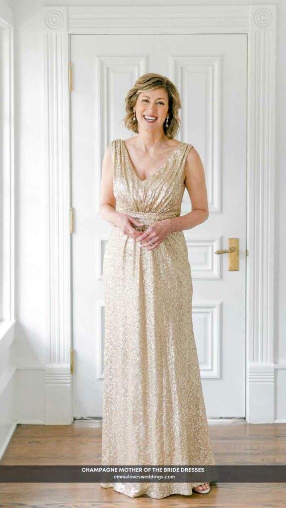 When the bride wears ivory or white, champagne mother of the bride dresses is a lovely idea.