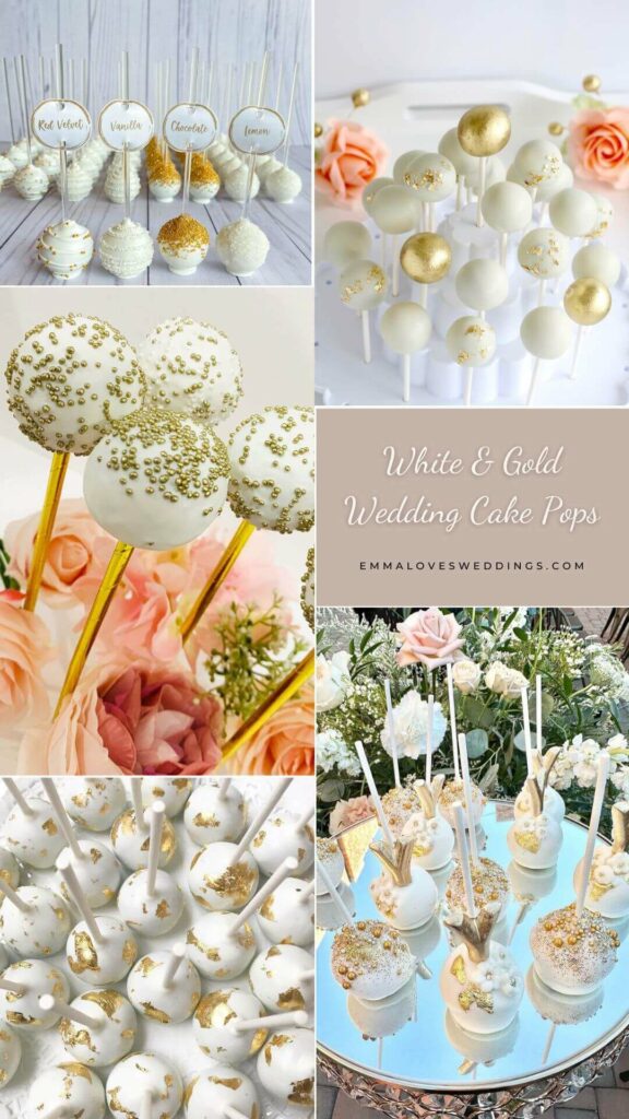 White and Gold wedding cake pops ideas
