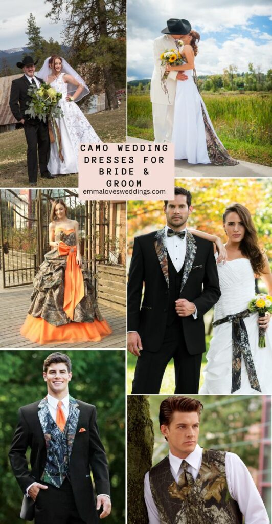 Country Style Camo Wedding Dresses For Bride Groom