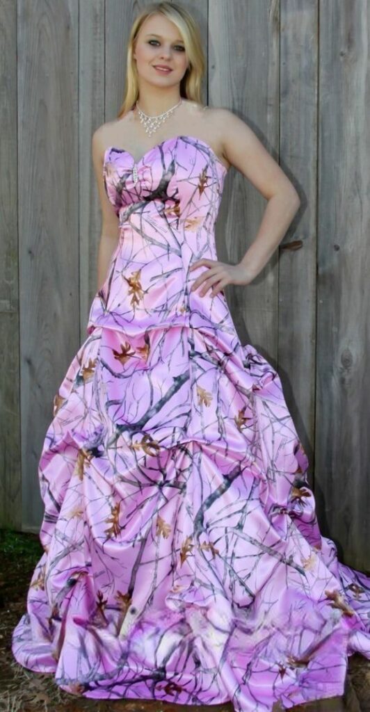 Gorgeous Sweetheart Pink Camo Wedding Dress that Goes to the Floor