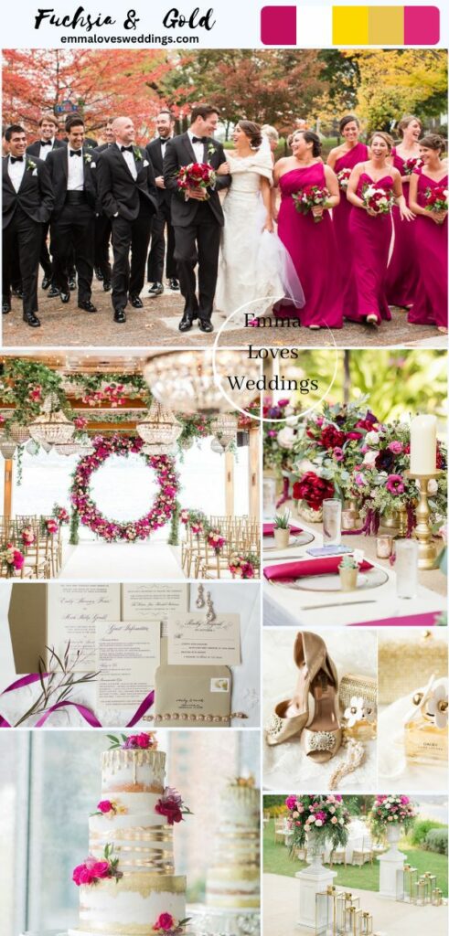 The combination of fuchsia and gold for a spring wedding colors is absolutely stunning.