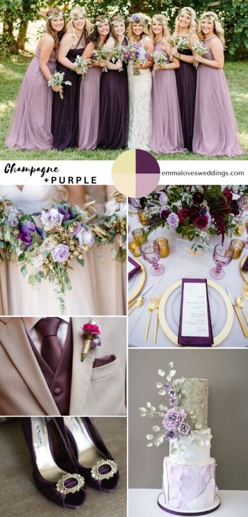 When planning a wedding for the month of September consider using champagne and deep purple as accent colors.