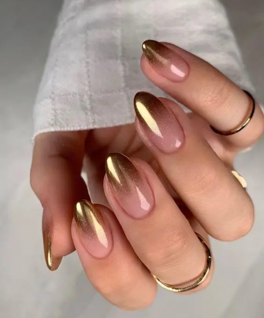 Adding a touch of gold to your ombre nails is a great way to make your wedding manicure stand out.