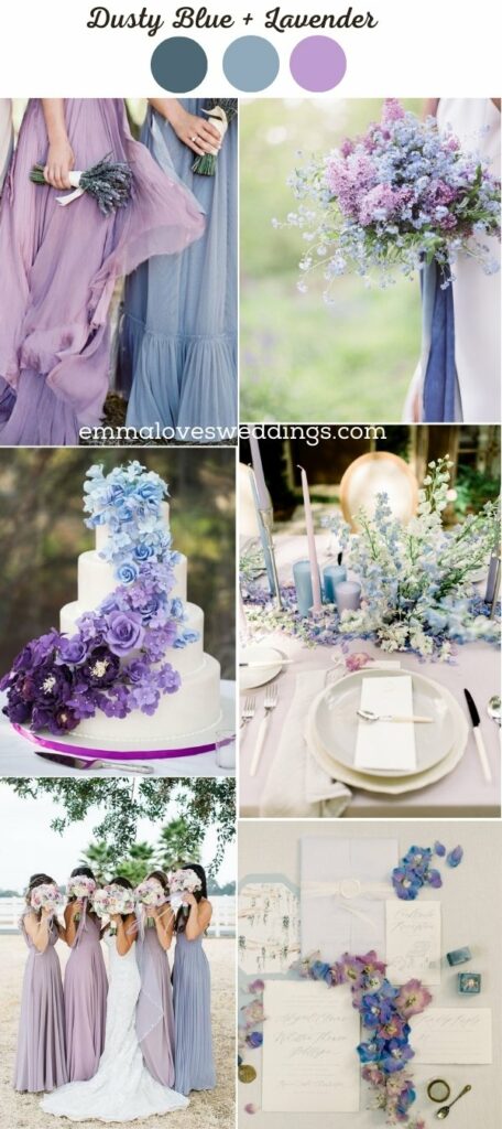 Dusty blue and lavender wedding color schemes that are whimsical and romantic