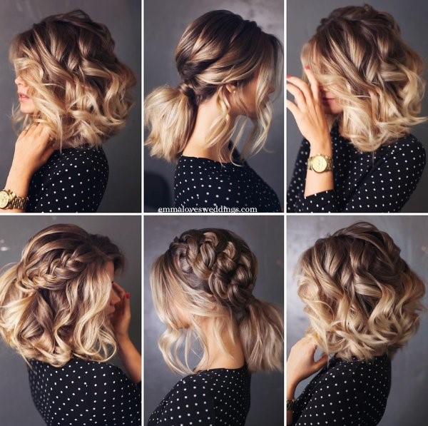 Elevate a simple ponytail with a beautiful braid for a stunning wedding hairstyle on short hair