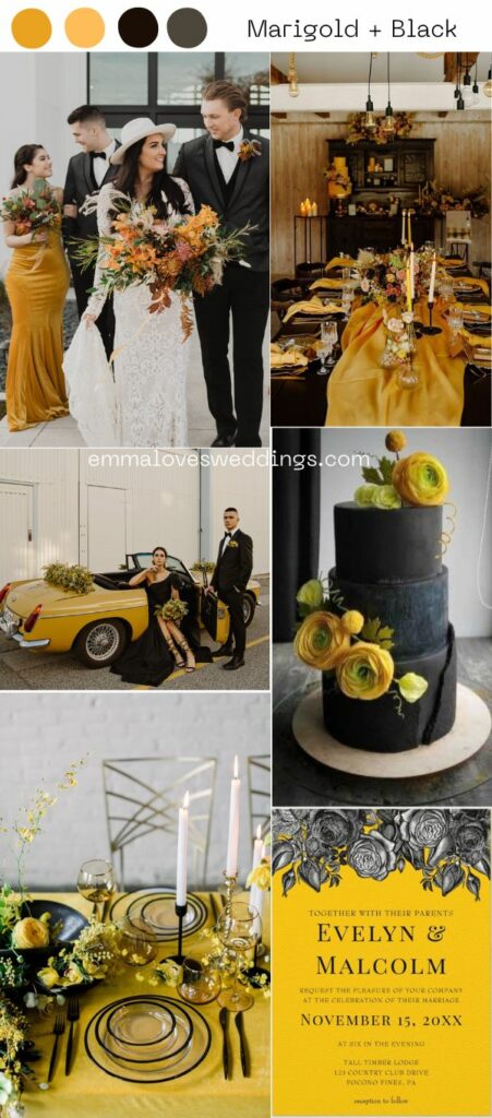 If you're planning a wedding for the month of November, consider using marigolds and black as your main colors.