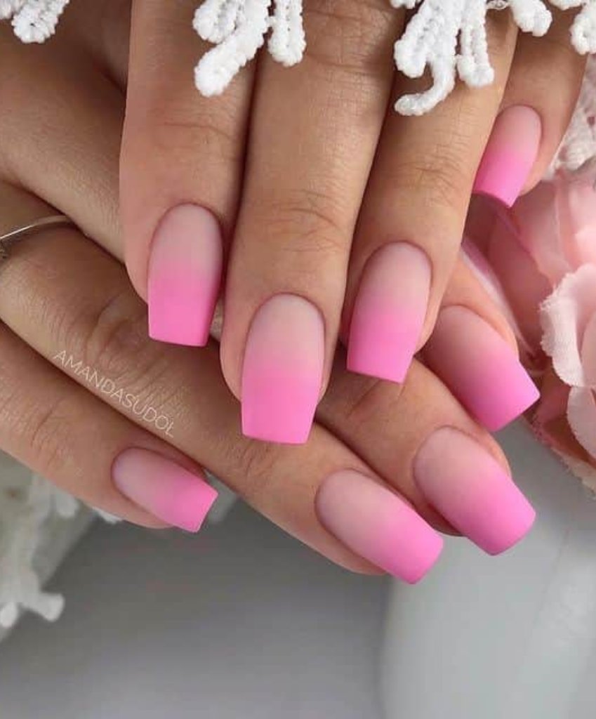 Matte ombre nail design is a simple way to elevate your wedding day ensemble.