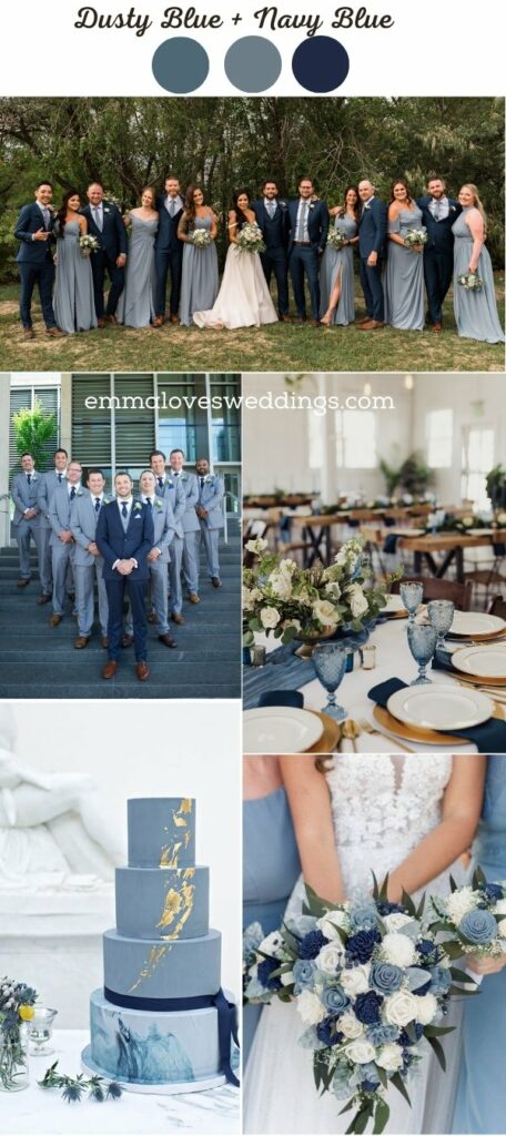 Stylishly Combining Navy Blue and dusty blue colors for Your Dream Wedding
