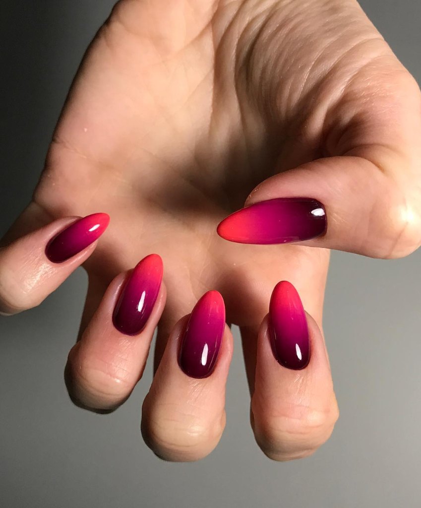 There's nothing more beautiful than this red ombre on wedding nails.