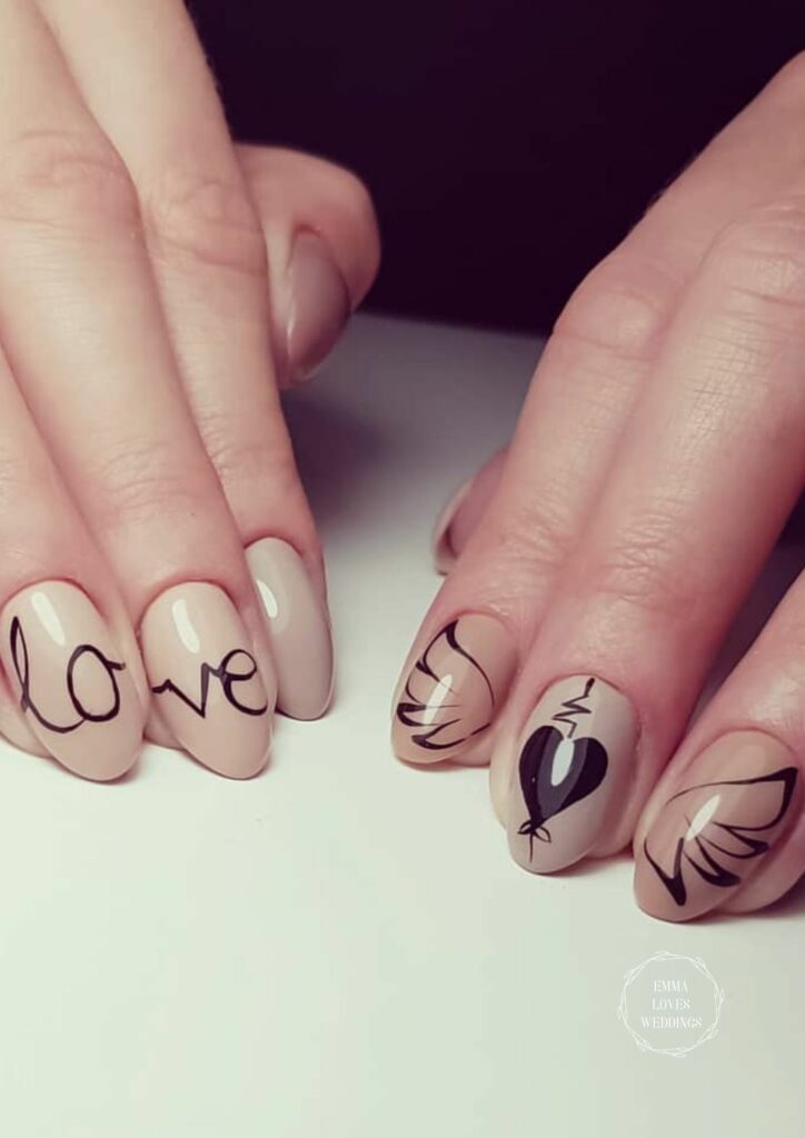 These cute Valentine's Day nail designs with expressions of love are simple to make.