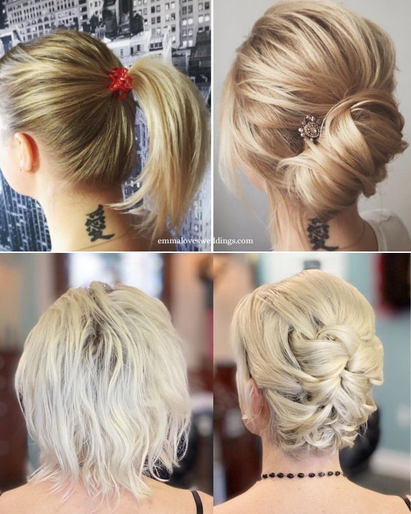 This cute updo is ideal for special occasions like weddings and is easy to achieve even with short hair.