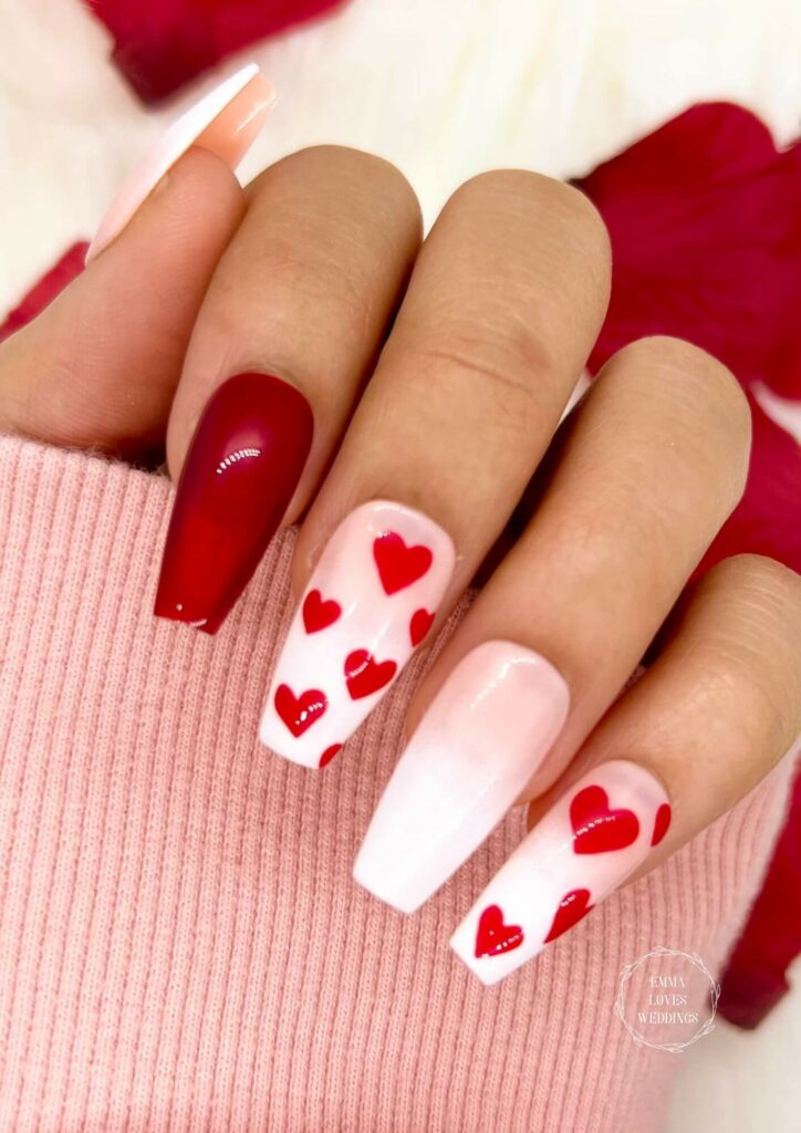 This pair of red heart valentines acrylic press-on nails is quite adorable and fits wonderfully.