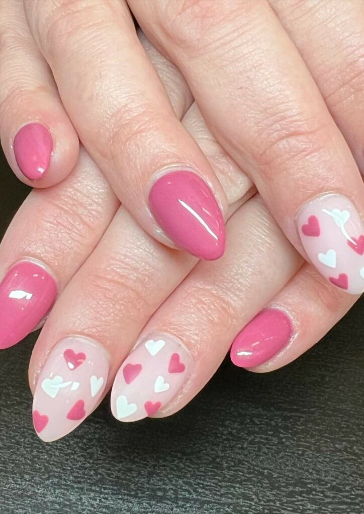 This pink Valentine nail art is adorable & you can do it by yourself