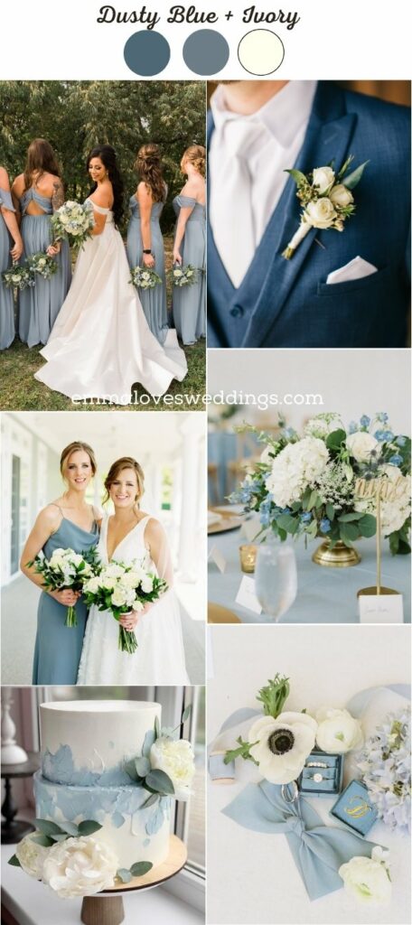 Timeless, elegance Dusty Blue and Ivory Wedding Color Ideas