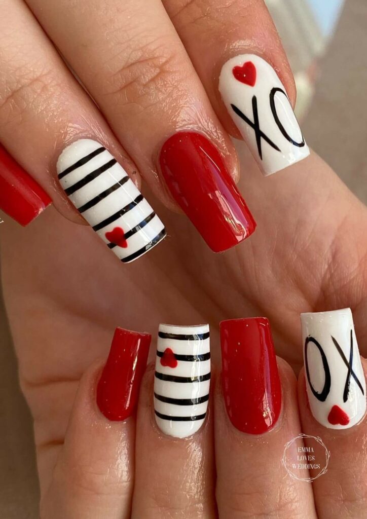 Use these valentine nail art with a romantic love theme to add a whimsical touch.